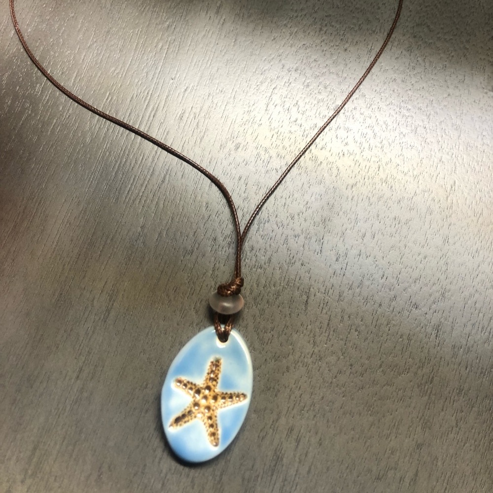Handmade necklace with glass starfish pendant